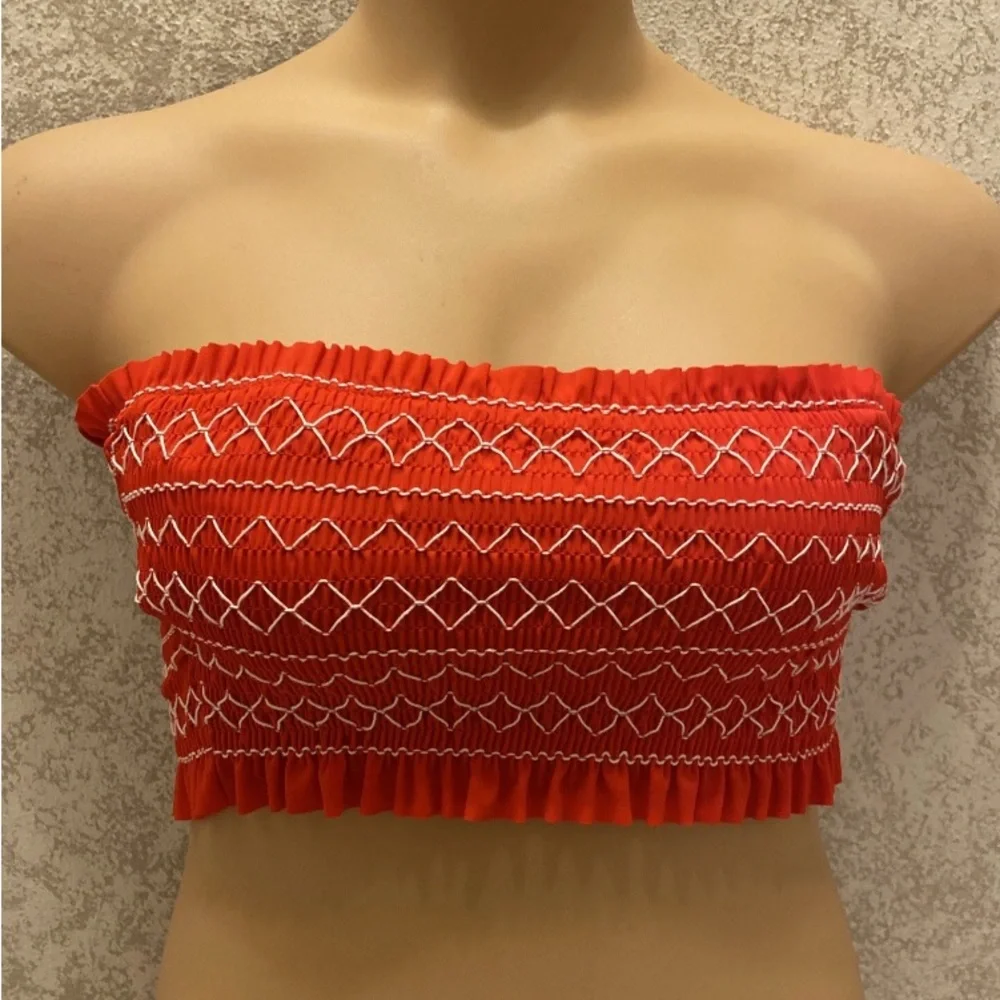 Xhilaration Red Smocked Bikini Top